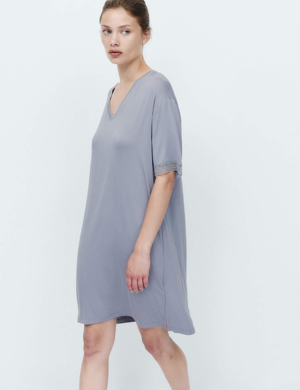 Marks & Spencer M&S Lace Detail Mini Nightshirt Dark Blue