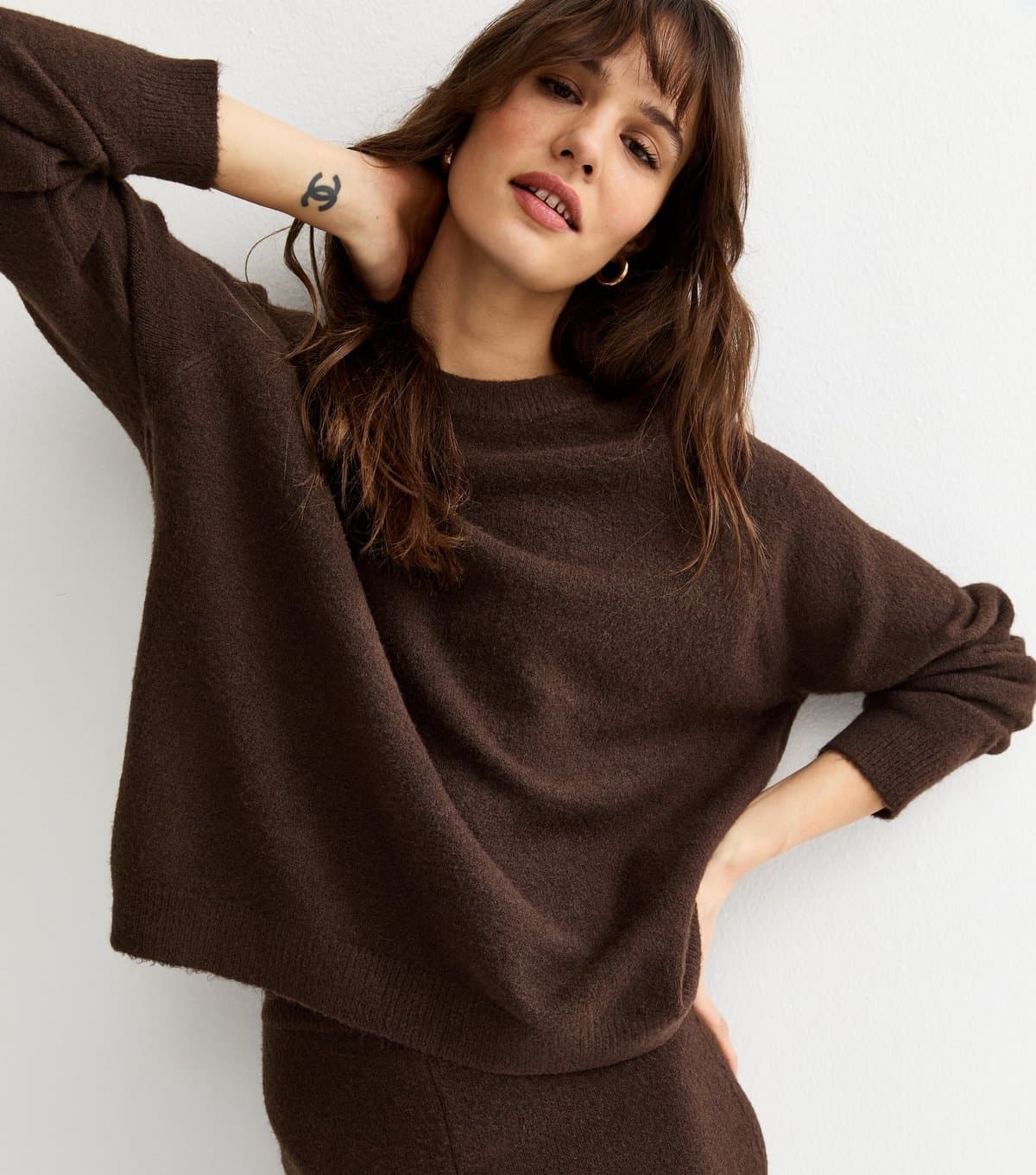 New Look Women's Tall Dark Brown Raglan Sleeve Oversized Jumper New Look
