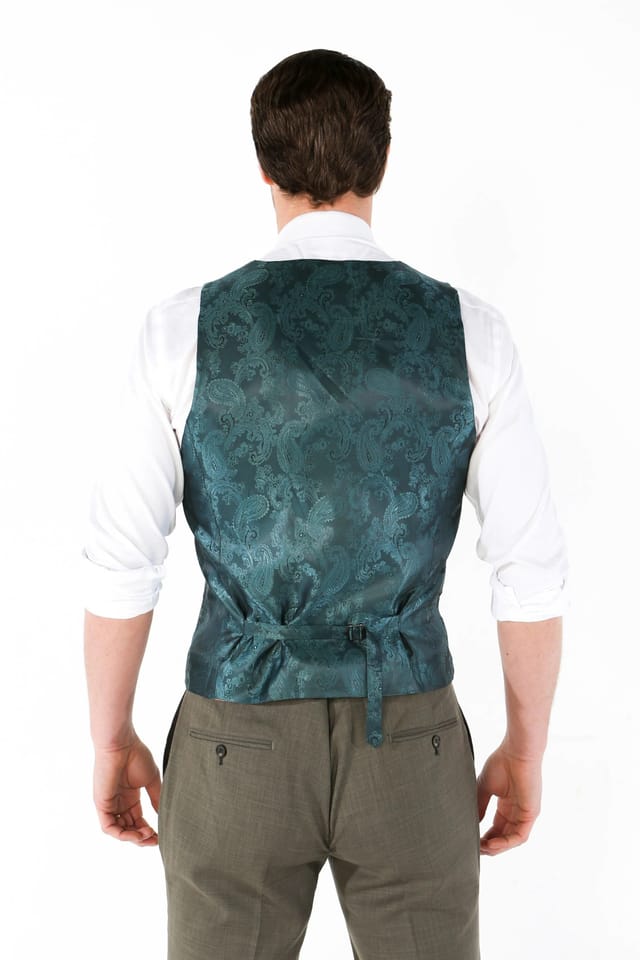 Paul Andrew Paul Andrew Men's Kurt Tailored Fit Plain Waistcoat in Green - 2