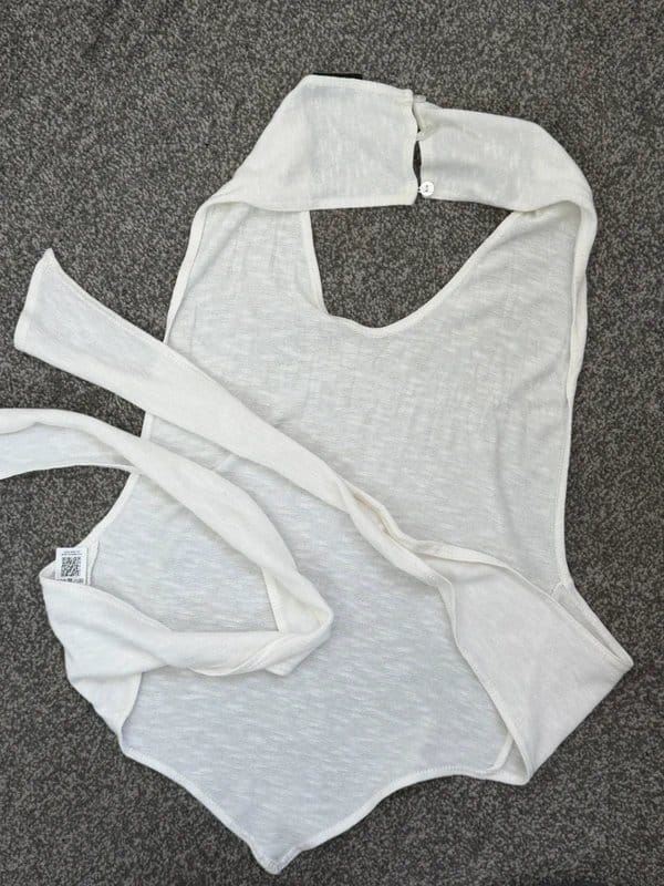ASOS ASOS Luxe white halter tie wrap top UK 4 - 1
