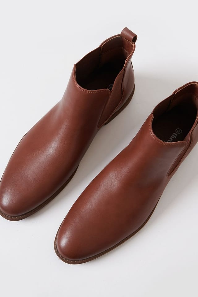 Threadbare Threadbare Men's Faux Leather Slip On Chelsea Boots in Brown - 2