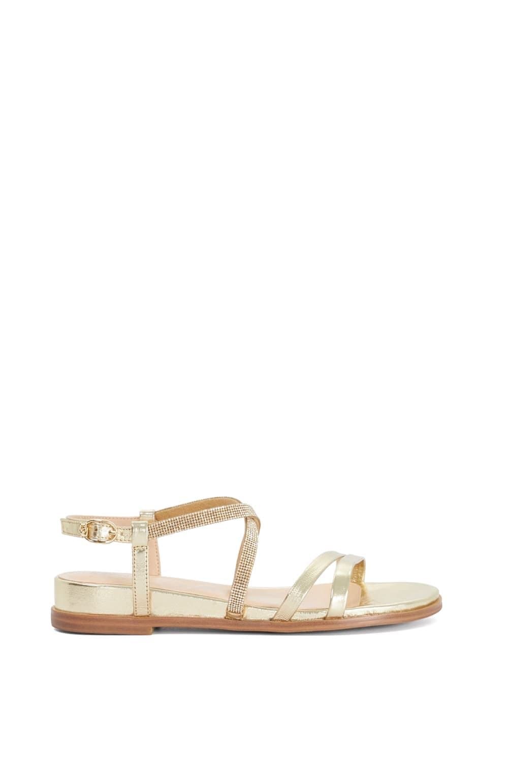 Dune London Dune London Women's Wide Fit 'Lexia' Leather Sandals in Metallics