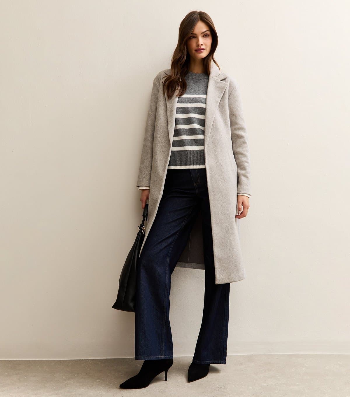 New Look Women's Tall Light Grey Longline Formal Coat New Look