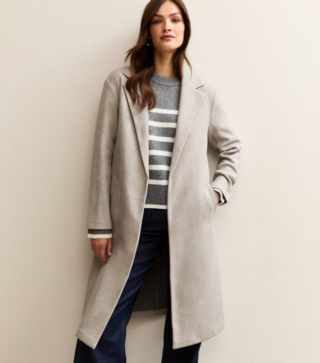 New Look Women's Tall Light Grey Longline Formal Coat New Look - 2