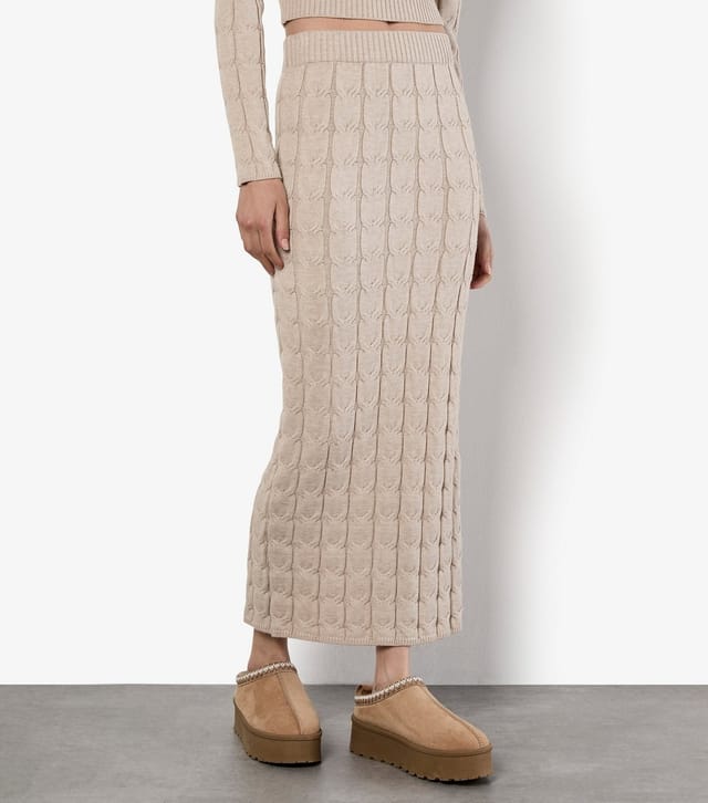 Apricot Women's Stone Cable Knitted Maxi Skirt Apricot New Look - 2