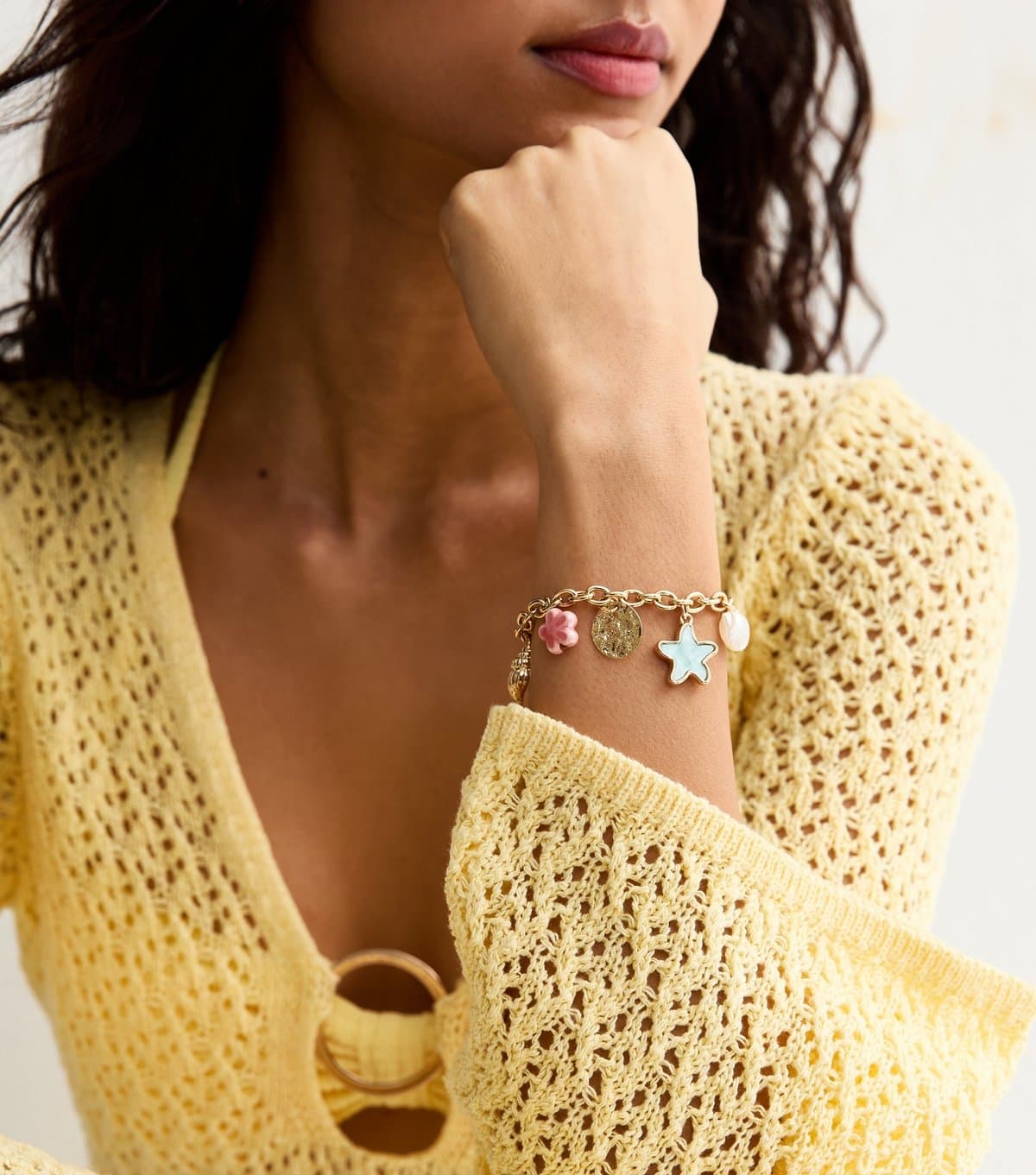 New Look Gold Tone Shell and Starfish Charm Bracelet New Look