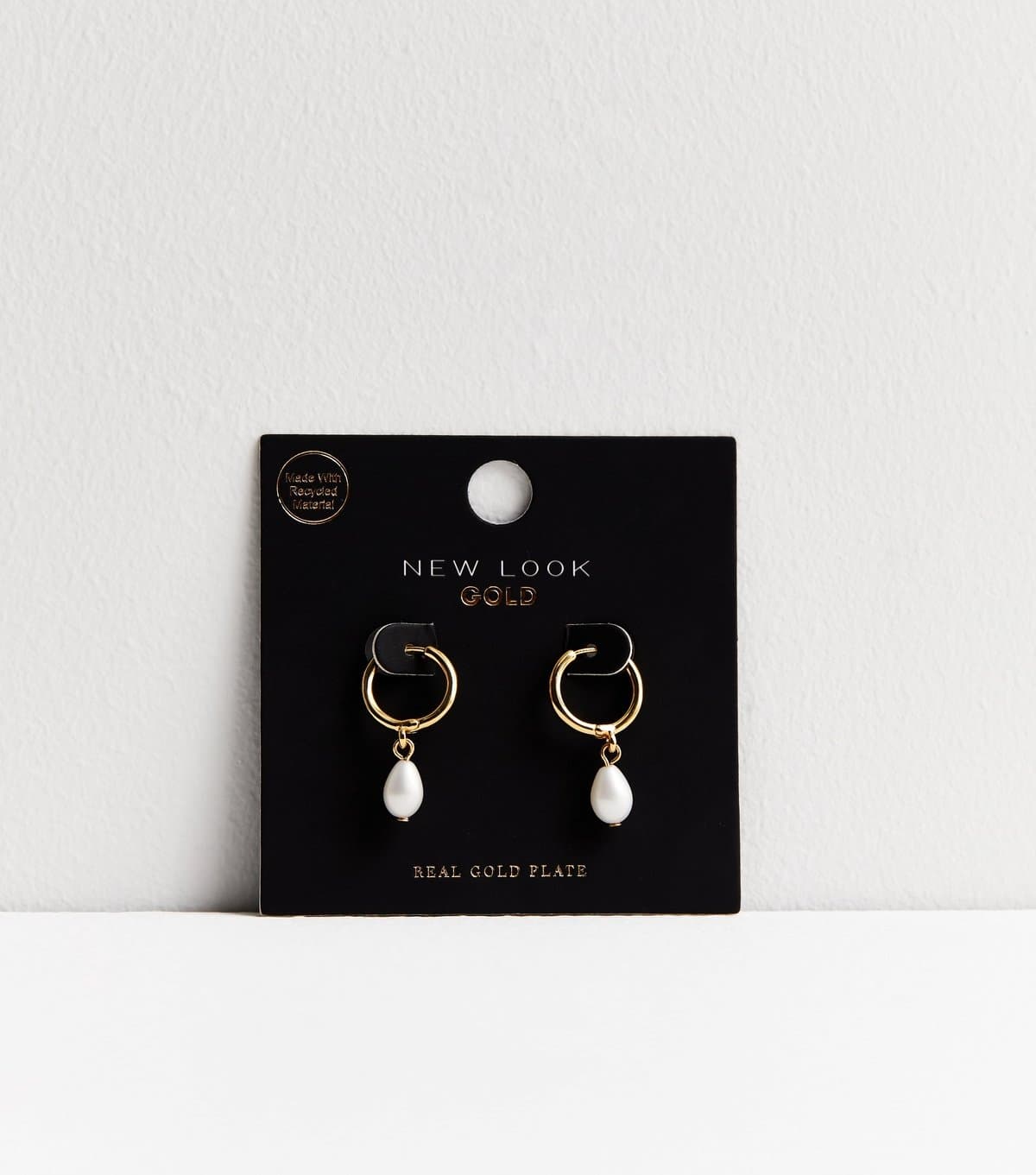 New Look New Look Gold Plated Faux Pearl Drop Hoop Earrings
