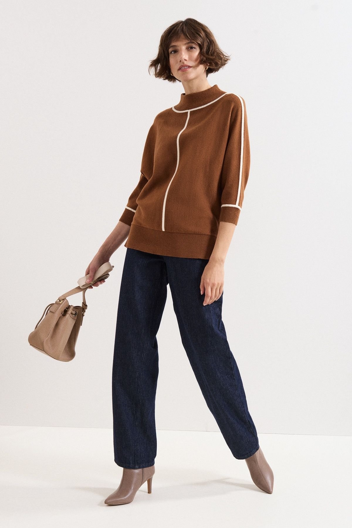 Phase Eight Phase Eight Women's Hallie Tipped Jumper in Walnut - 3