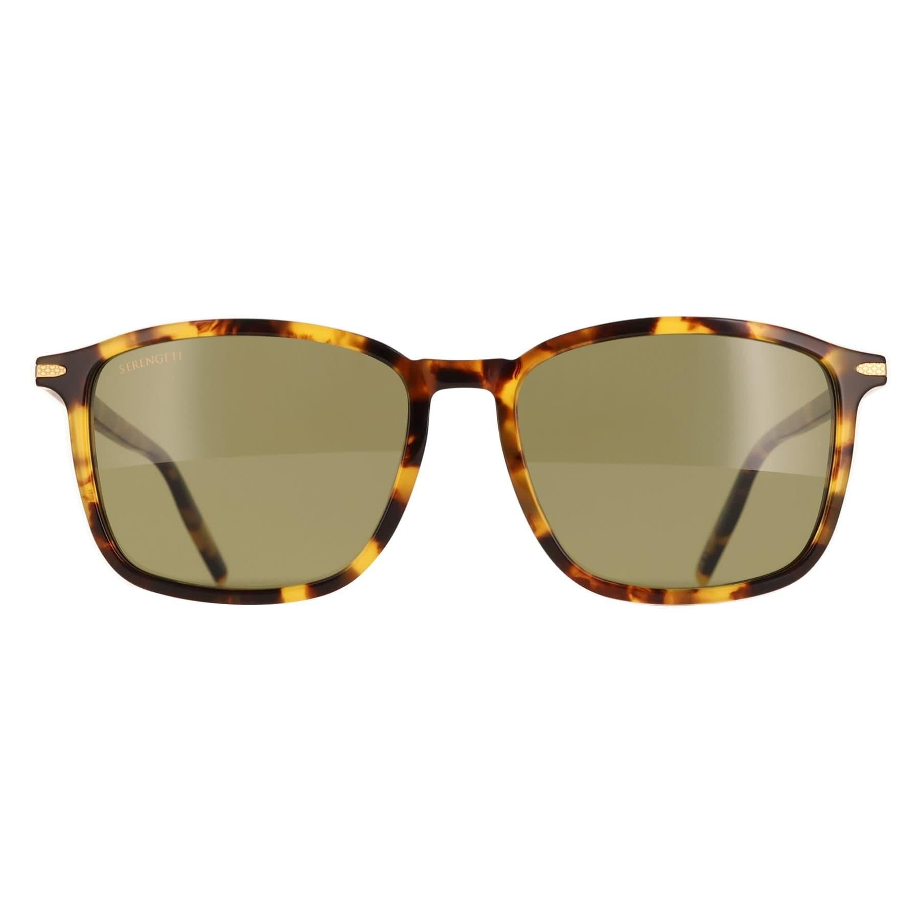 Serengeti Serengeti Men's Rectangle Shiny Classic Havana Mineral Polarized 555nm Lenwood in Brown