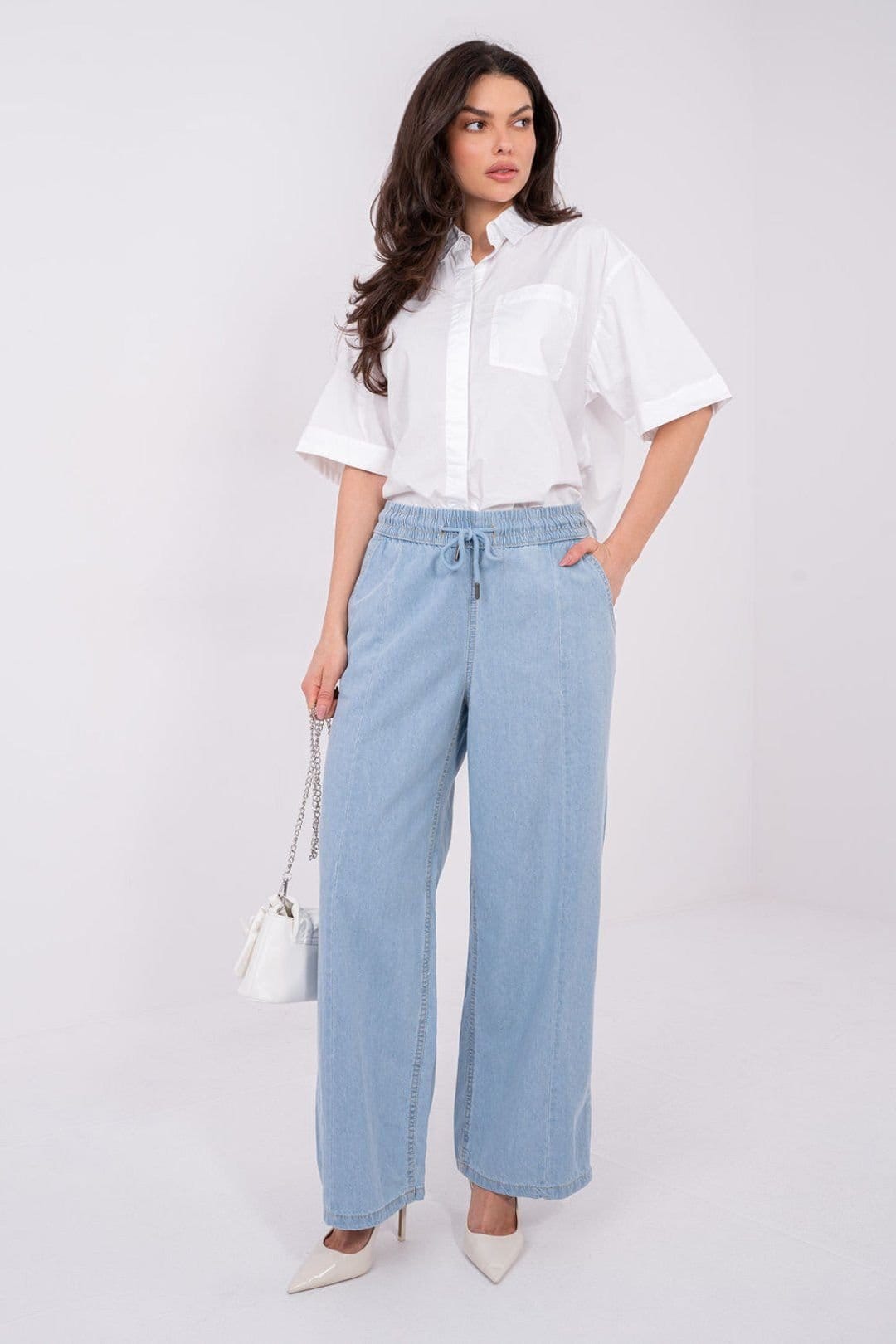 Love Lace Blue High Waisted Wide Leg Jeans