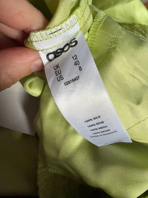 ASOS ASOS White luxe 100% silk light lime green trouser elasticated waist. Size 12 Never worn