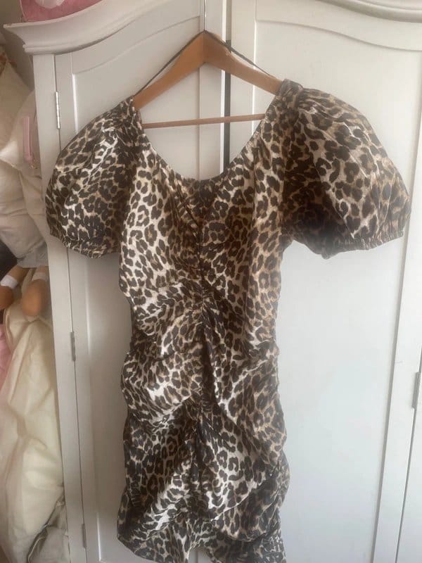 Ganni Leopard Print Bodycon Dress Size 14