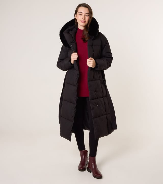 Blue Vanilla Women's Black Faux Fur Trimmed Hooded Puffer Coat Blue Vanilla New Look - 3