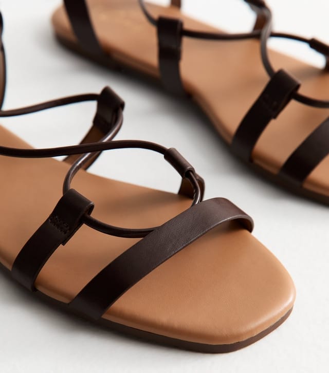 New Look Women's Brown Faux Leather Lace Up Sandals New Look - 3