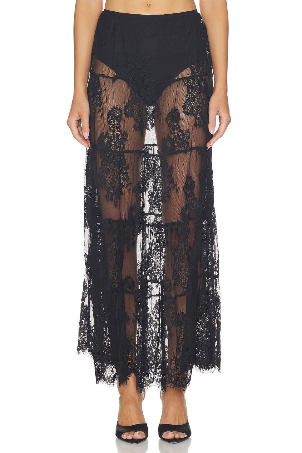 revolve Enola Tiered Lace Maxi Skirt