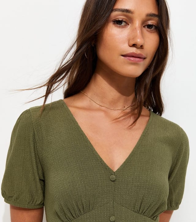 New Look Women's Dark Khaki Crinkled Short Sleeve Mini Dress New Look - 2