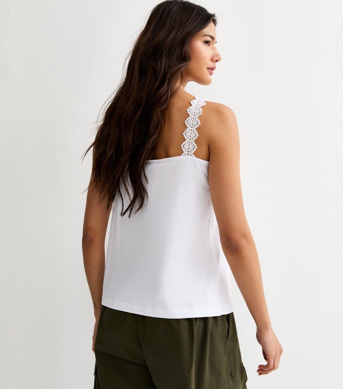 New Look Women's White Square Neck Trim Cami Top New Look - 4