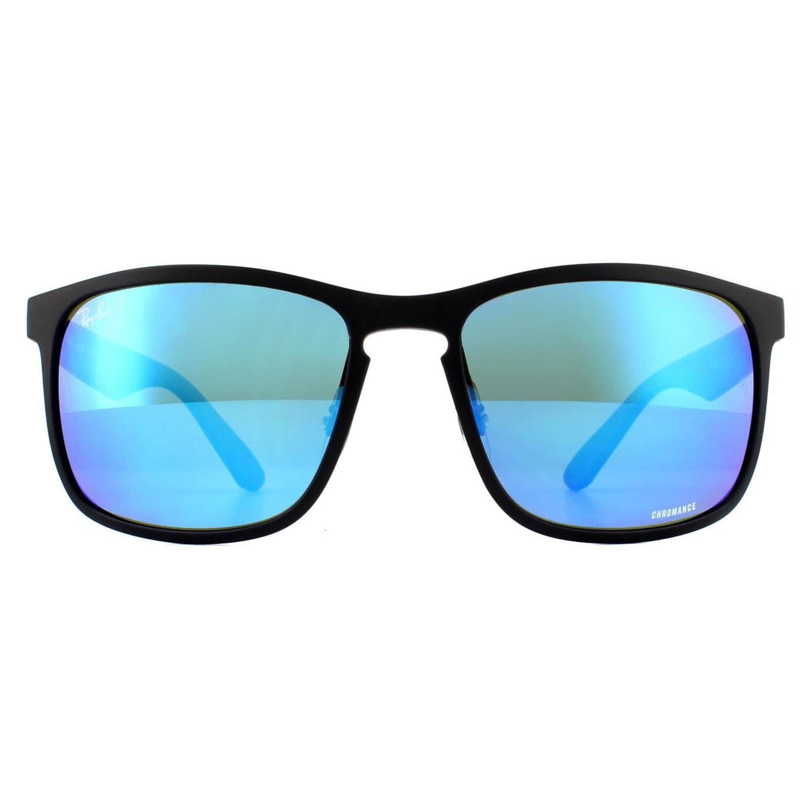 Ray-Ban Ray-Ban Men's Square Matte Black Blue Flash Polarized Chromance RB4264 Sunglasses
