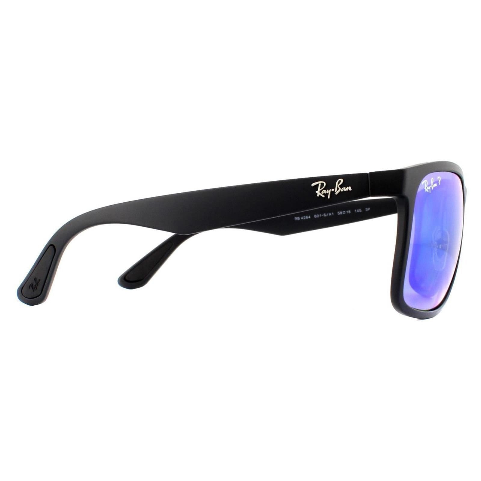 Ray-Ban Ray-Ban Men's Square Matte Black Blue Flash Polarized Chromance RB4264 Sunglasses - 4