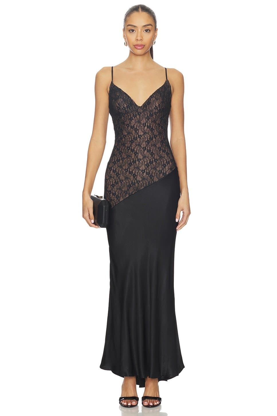 revolve Aralia Lace Satin Maxi Dress