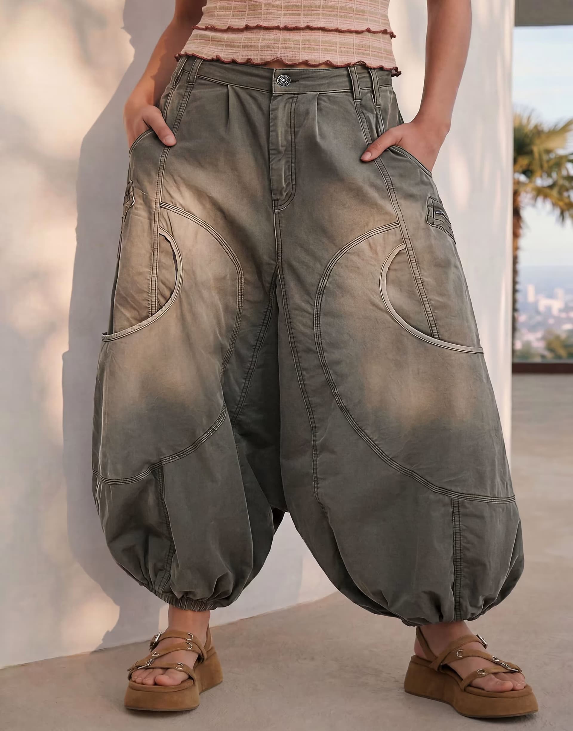 ASOS Desigual Fluid cargo pants in green - LGREEN