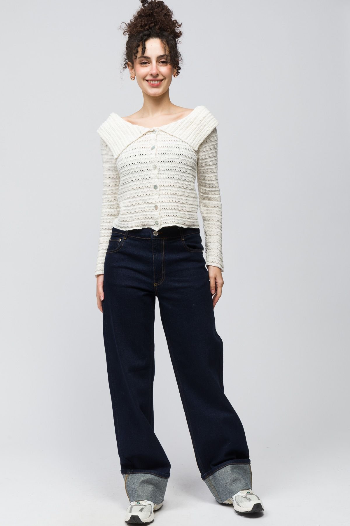 Dexia Dexia Women's Knitted Cardigan with Button Detail Ecru - 2