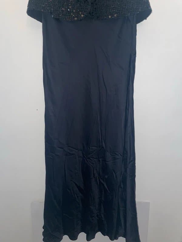 Self-Portrait Self-portrait Black Metallic Boucle Maxi Belted Summer Dress Size UK 10 RRP £480