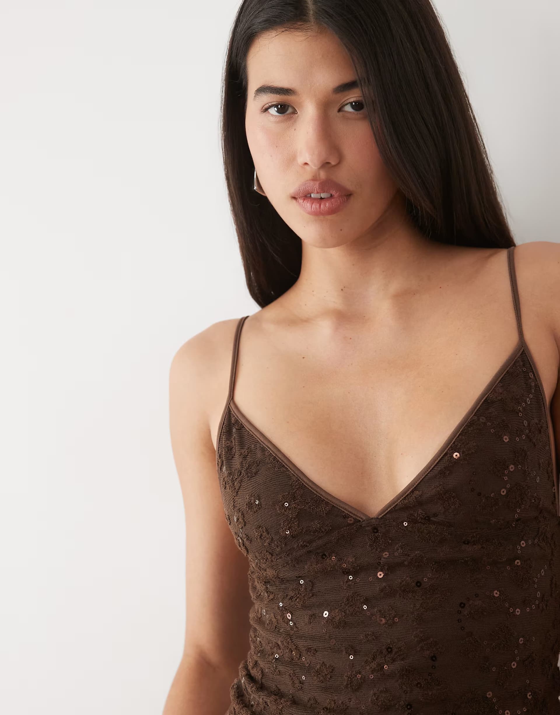 ASOS Motel camilla sequin vest top co-ord in brown