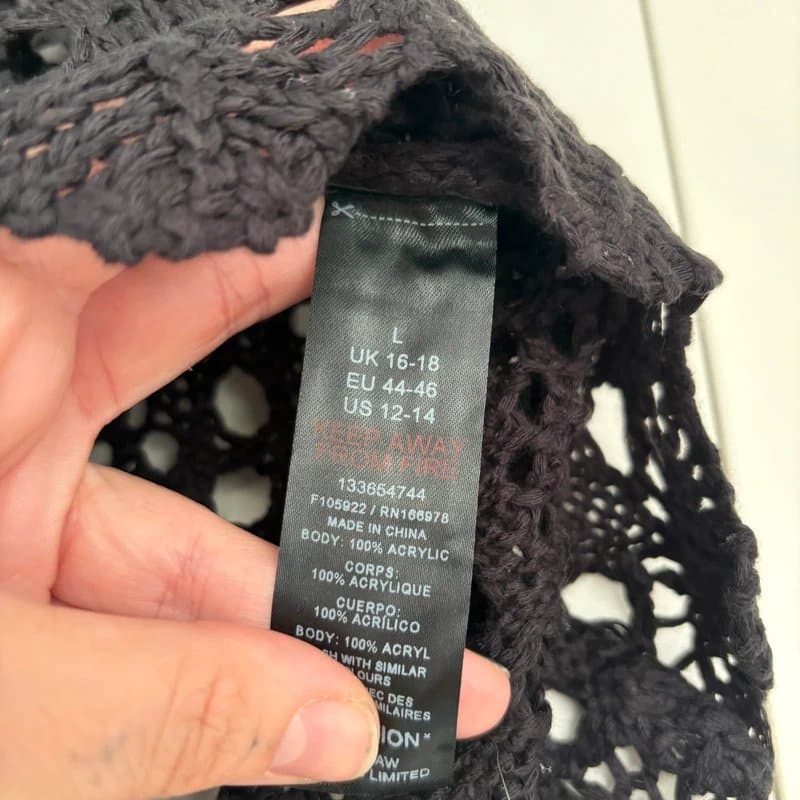 ASOS Black crochet beach cover up drawstring mini skirt