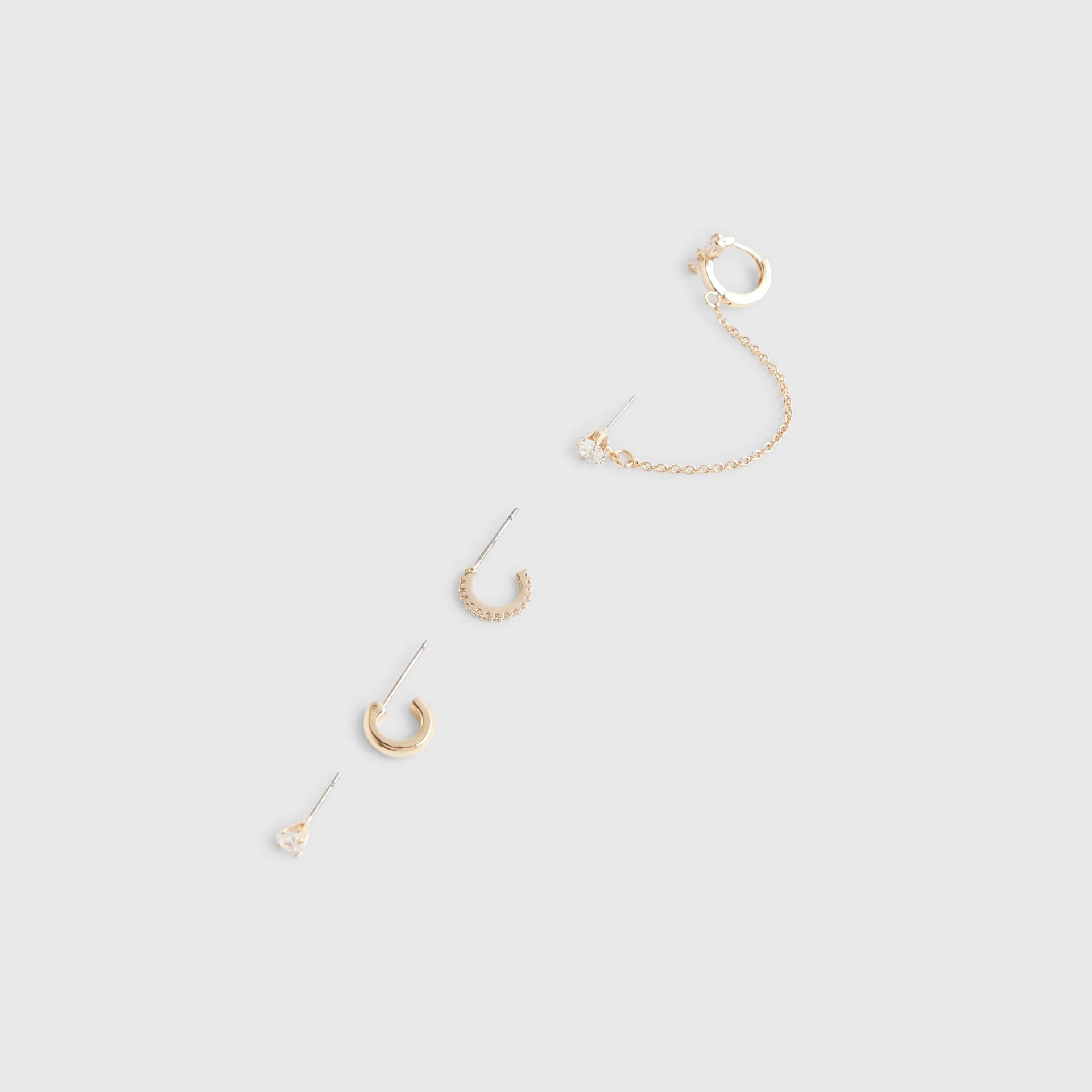River Island River Island Womens Gold Diamond Simulant Chain Hoop Earring Pack