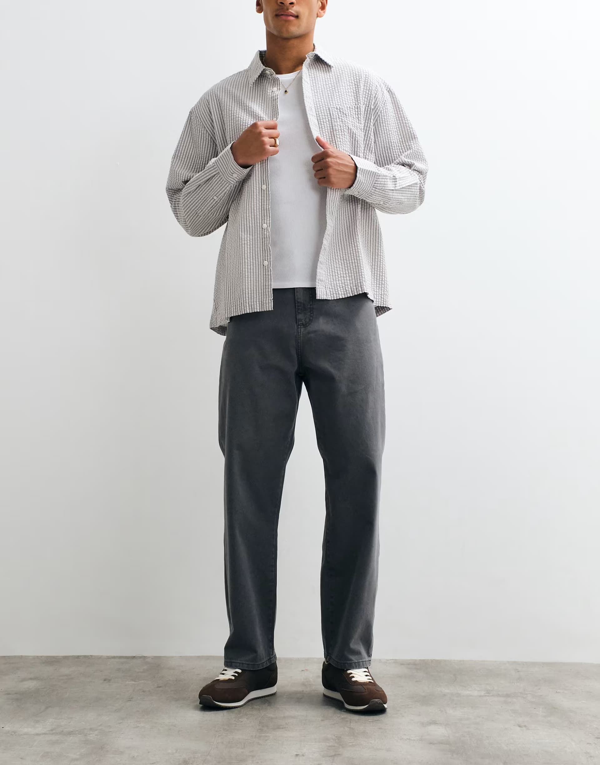 ASOS Jack & Jones alex baggy fit twill trousers in dark grey