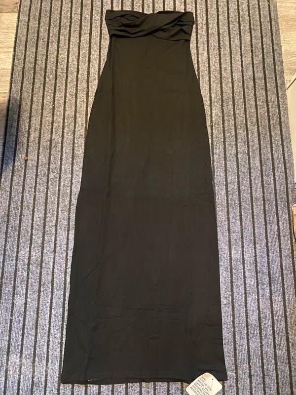 ASOS ASOS Design Black Jersey Twist Front Strapless Bandeau Maxi Dress sz 4 BNWT