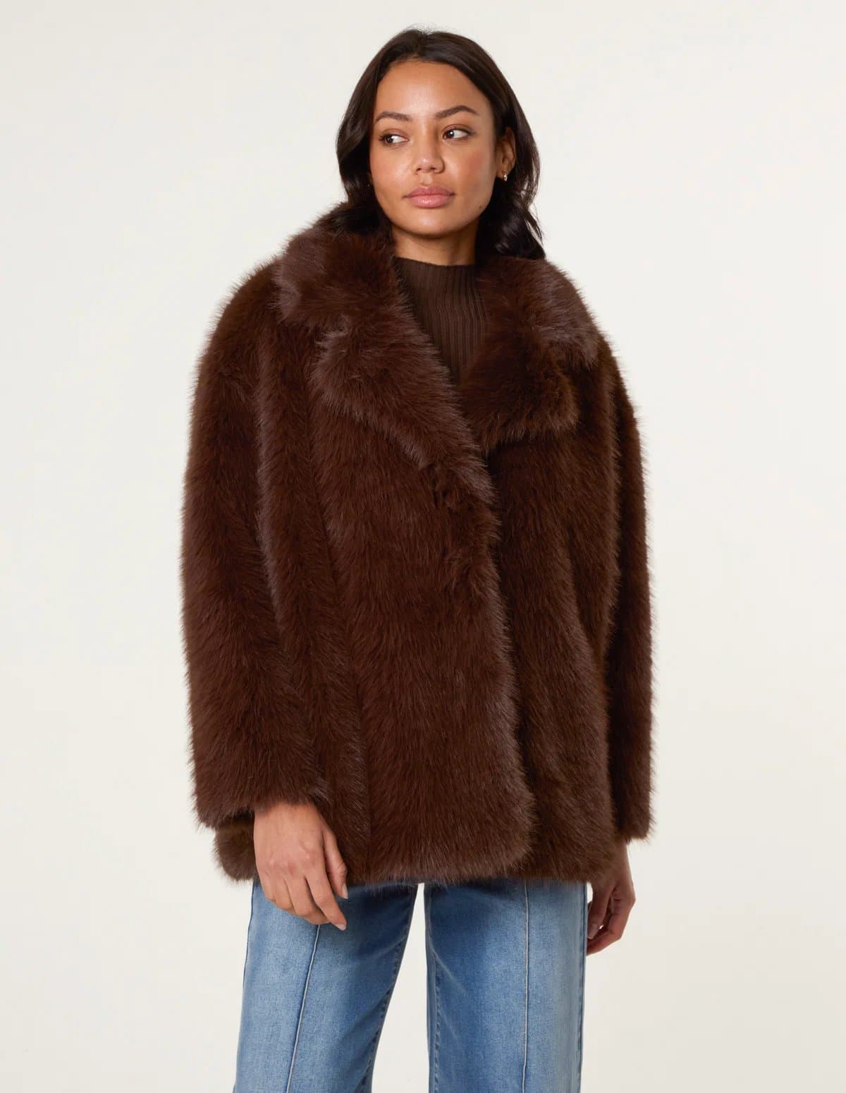 Blue Vanilla Short Faux Fur Coat