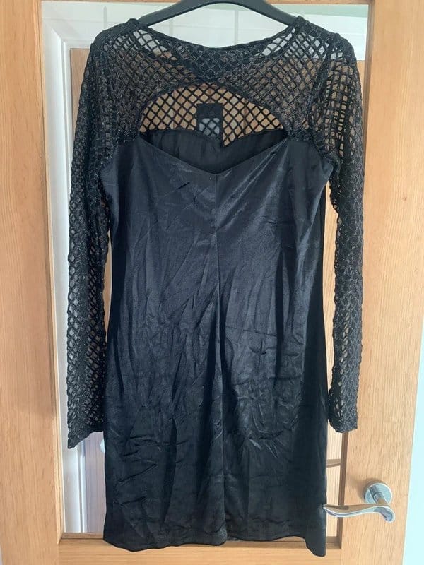 New Look Black Velvet Lace Dress