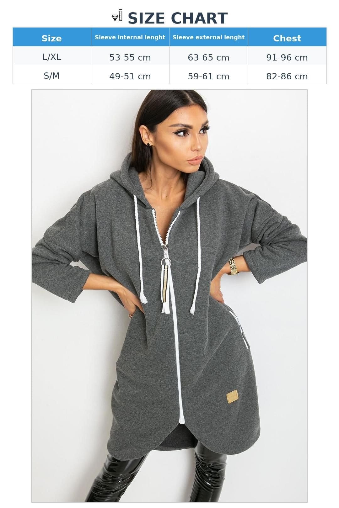 Love Lace Love Lace Women's Extended Cut Zip Hooded Sweatshirt with Pockets in Grey - 4