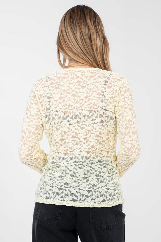 Love Lace Love Lace Women's Elegant Ruffle Lace Blouse for Formal Wear in Yellow - 3