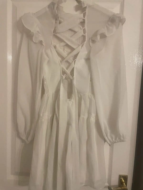 ASOS White Lace-Up Back Summer Dress Size 8