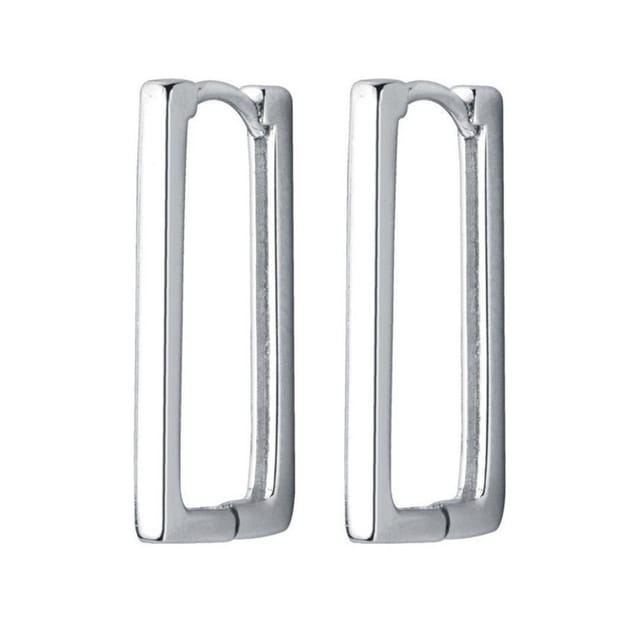 Gold Trip Gold Trip Women's Rectangle Hoop Earrings in Silver - 2