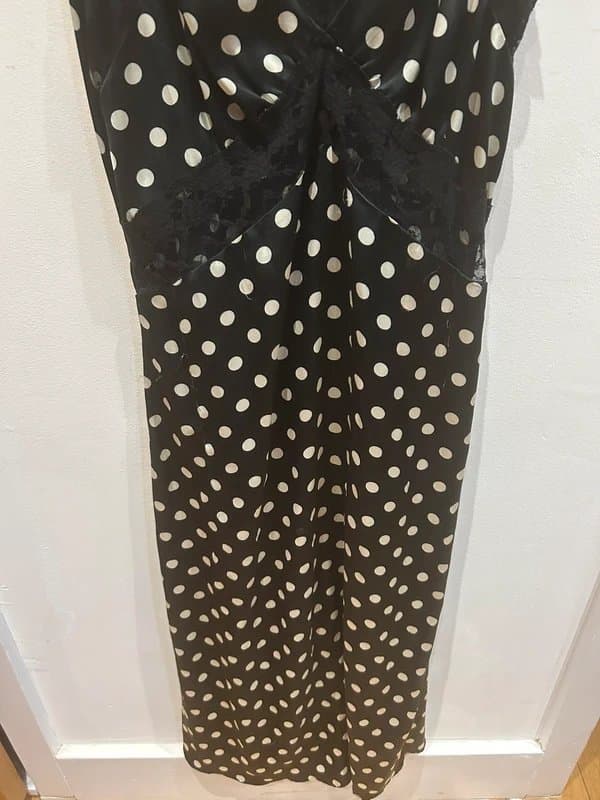 Topshop Topshop Black & White Polka Dot Lace Midi Slip Dress Size 10