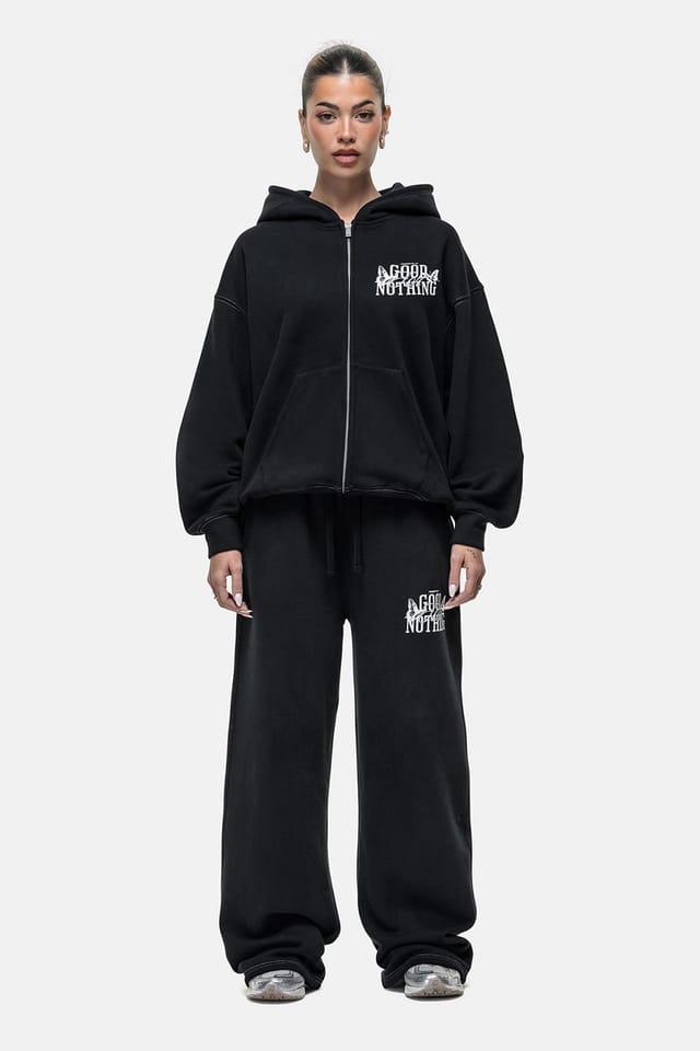 Good For Nothing Good For Nothing Women's Oversized Zip Through Hoodie in Black - 3