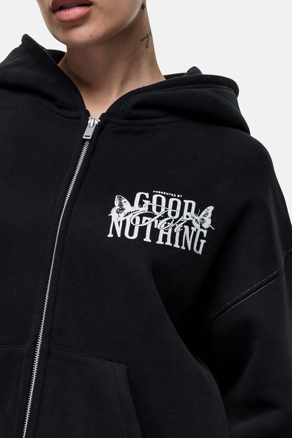 Good For Nothing Good For Nothing Women's Oversized Zip Through Hoodie in Black - 4