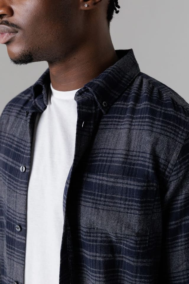 French Connection French Connection Men's Cotton Flannel Long Sleeve Shirt in Charcoal - 3
