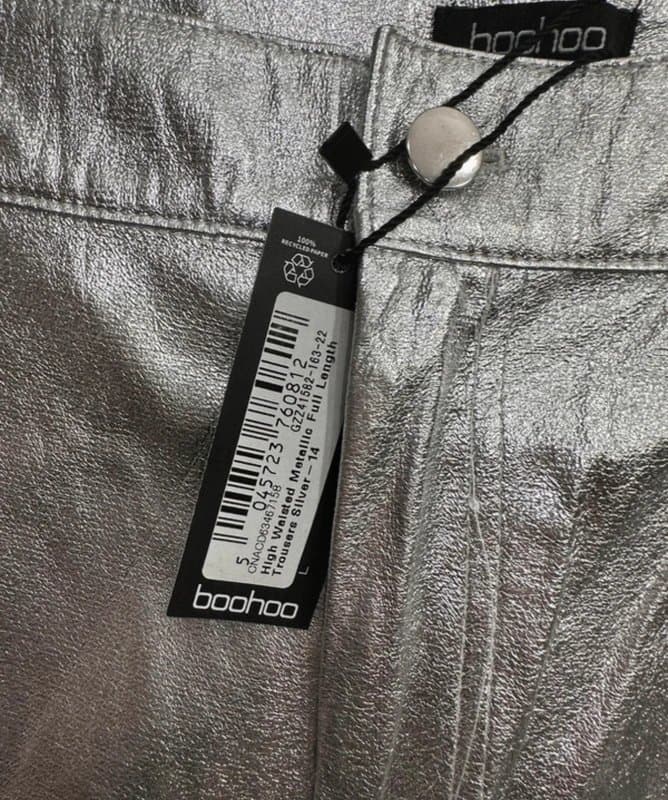Boohoo Boohoo shiny silver jeans trousers new 16