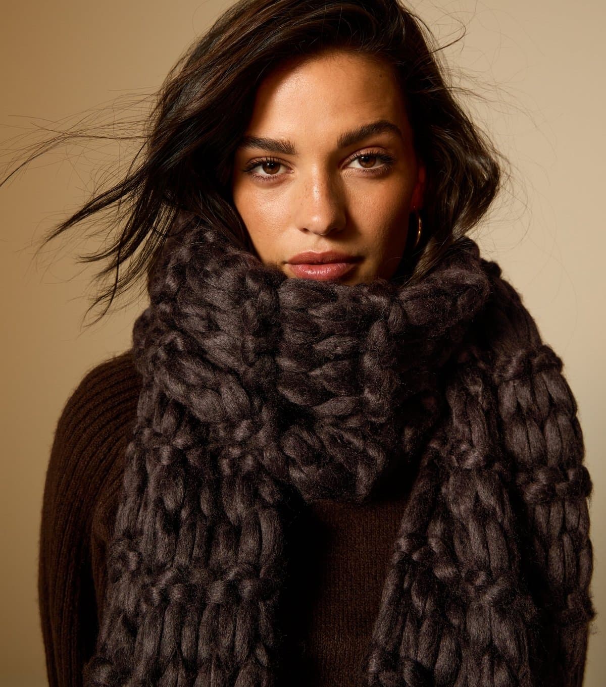 New Look New Look Dark Brown Chunky Oversized Knit Scarf