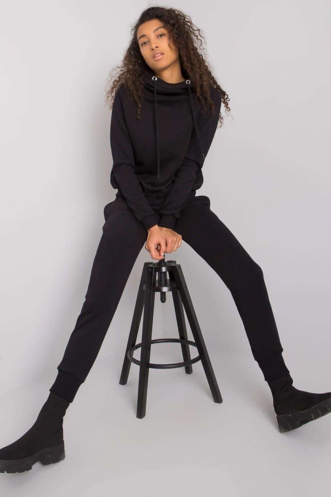 Love Lace Love Lace Women's Hooded Sweatshirt & Track Pants Set in Black