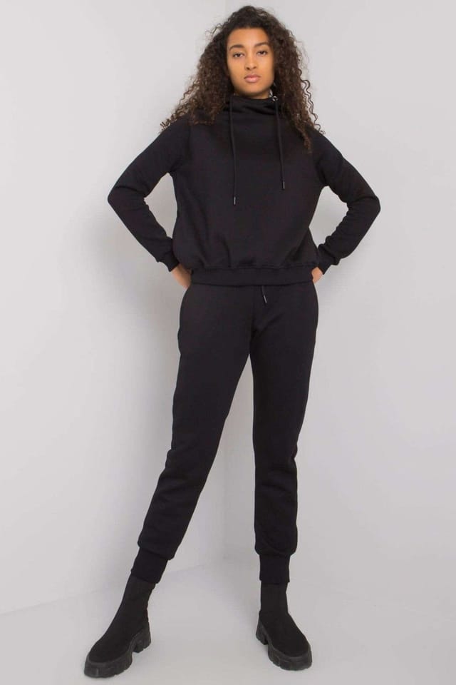 Love Lace Love Lace Women's Hooded Sweatshirt & Track Pants Set in Black - 2