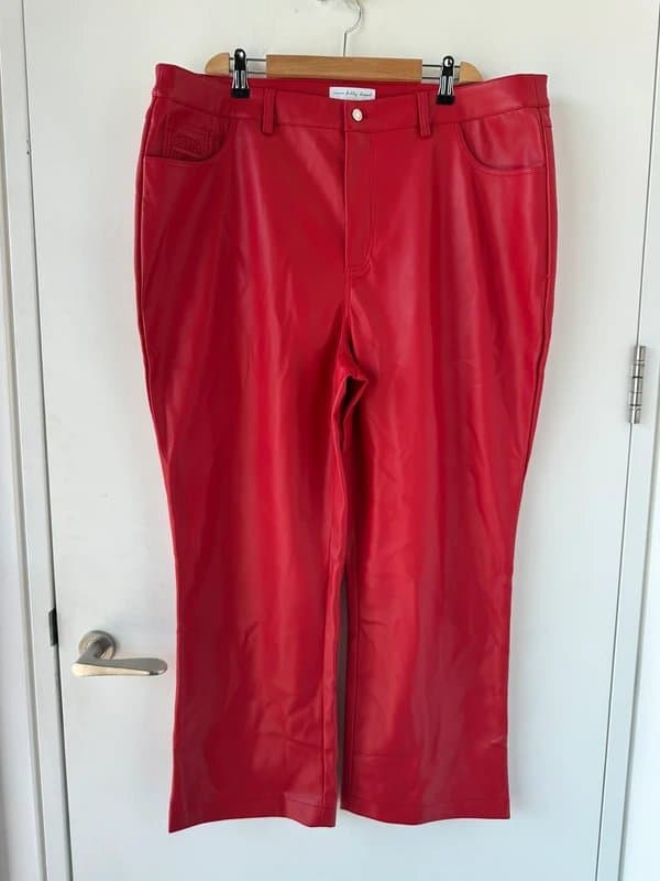 Never Fully Dressed Never Fully Dressed Anthropologie Vegan Leather Trousers Red Uk 20