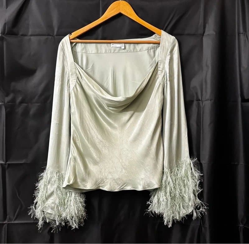 ASOS Design ASOS Design faux feather trim top in mint (10)