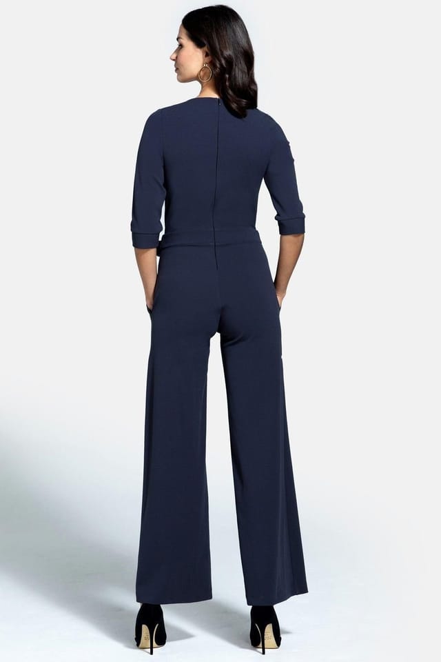 Hot Squash Hot Squash Women's Smart Scuba Jumpsuit with Buttons in Dark Grey - 3