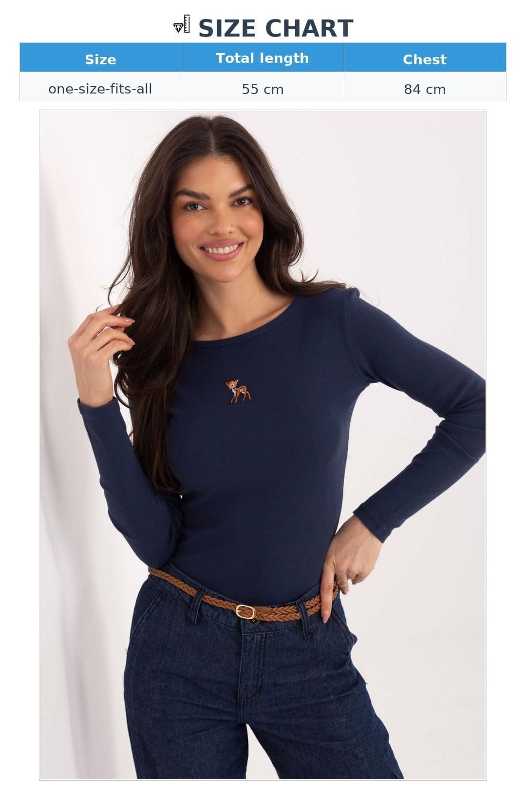 Love Lace Love Lace Women's Fitted Long Sleeve Cotton Blouse with Embroidery in Blue - 4